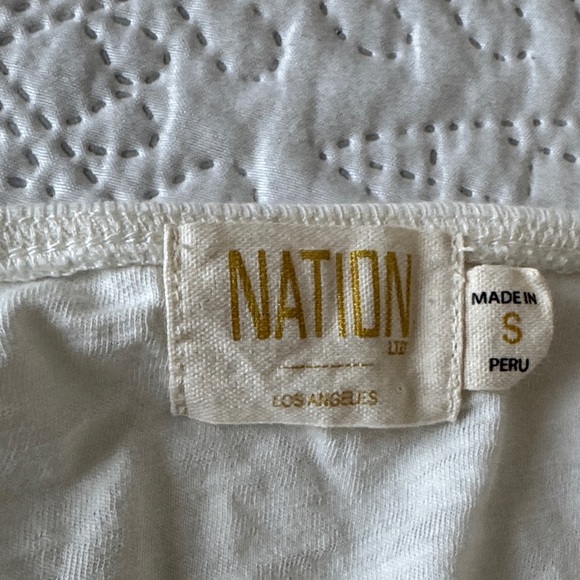 NATION LTD Dallyce Romantic off white tee balloon sleeves size small - Picture 4 of 8